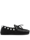 Isabel Marant Faomee Studded Shearling-lined Suede Loafers In 黑色
