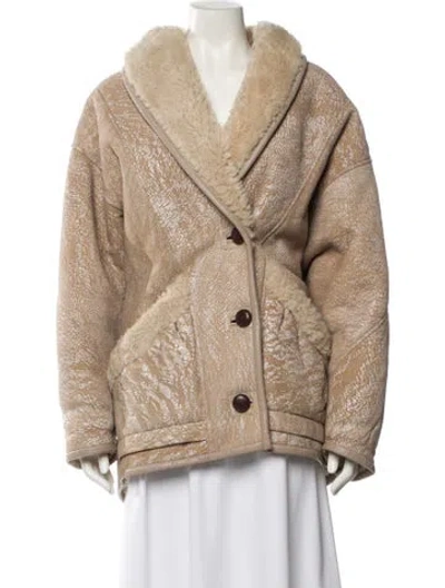 Pre-owned Isabel Marant Shearling Printed Fur Coat In Neutral