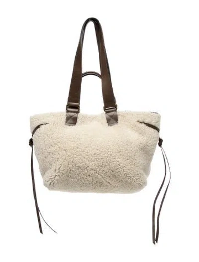 Pre-owned Isabel Marant Shearling Top Handle Bag In Neutral