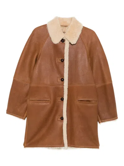 Isabel Marant Shearling-trim Coat In Brown