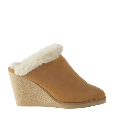 Isabel Marant Shearling Wedge Mules In Brown