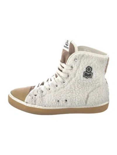 Pre-owned Isabel Marant Shearling Wedge Sneakers In Neutral