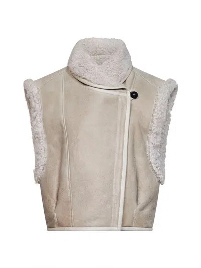 Isabel Marant Shearling-lined Lambskin Vest In Beige