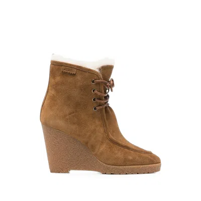 Isabel Marant Shearling-lined Suede Wedge Boot In Brown