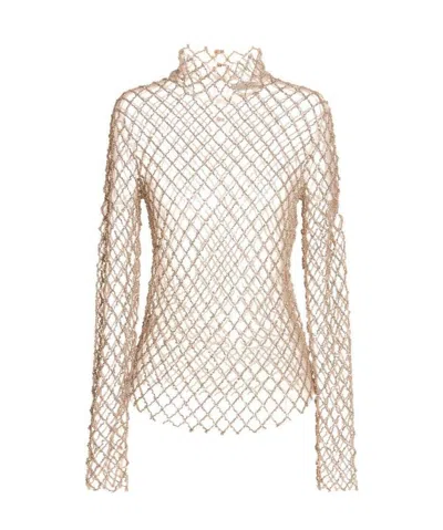 Isabel Marant Sheer Crystal-embellished Mesh Top In Nude