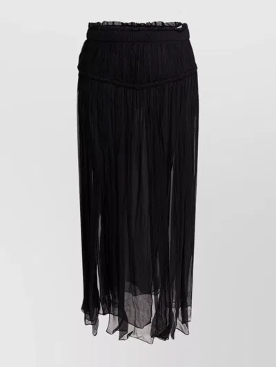 Isabel Marant Sheer Elastic Waistband Skirt With Braided Detail In Black