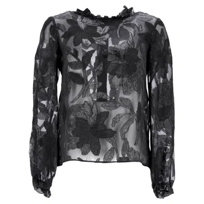 Isabel Marant Sheer Embroidered Blouse In Black Silk