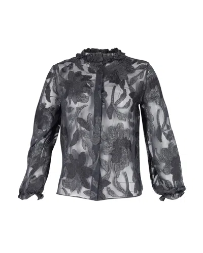 Isabel Marant Sheer Embroidered Blouse In Black Silk