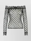 Isabel Marant Sheer Lace Off-shoulder Knit Sweater In Black