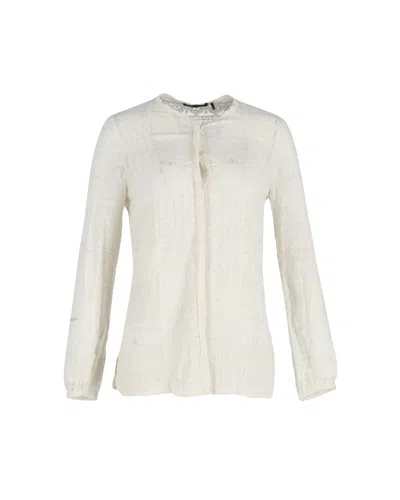 Isabel Marant Sheer Long Sleeve Blouse In Cream Cotton In White