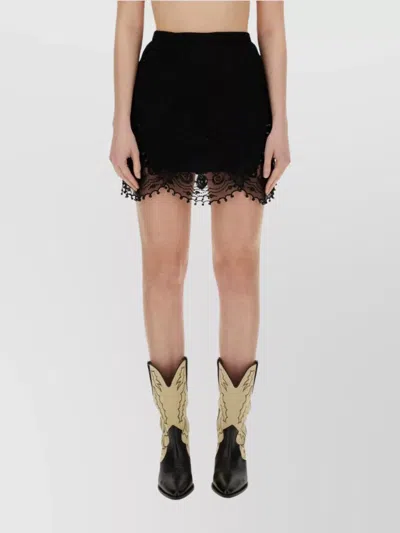 Isabel Marant Sheer Overlay Lace Detailing Skirt In Black
