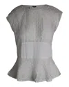 Isabel Marant Sheer Panel Peplum Top In White Silk In White