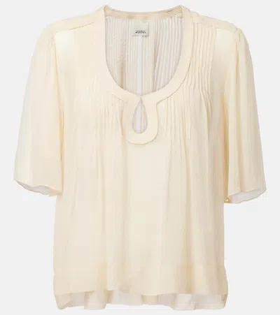 Isabel Marant Ruta Cutout Silk-crepon Top In Neutrals