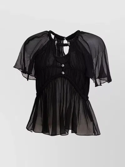 Isabel Marant Sheer Top Featuring Button Detail And Ruffled Hem