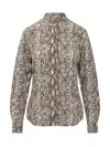Isabel Marant Ilda Snakeskin Print Stretch Silk Button-up Shirt Shirt In Beige
