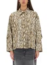 Isabel Marant Ilda Snakeskin Print Stretch Silk Button-up Shirt Shirt In Multicolour