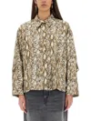 Isabel Marant Ilda Snakeskin Print Stretch Silk Button-up Shirt Shirt In Multicolour