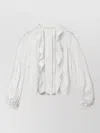 Isabel Marant Cubraly Lace-trimmed Ruffled Pintucked Cotton-poplin Blouse In White