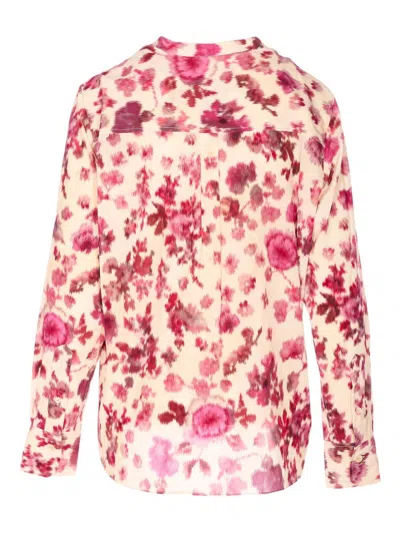 Isabel Marant Rusak Silk Blouse With Printed Roses In Neutral