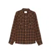 Isabel Marant Checked Long Sleeve Shirt With Chest Pockets In Brown