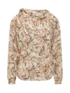 Isabel Marant Tiphaine Marble-print Silk Blouse In Beige