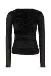 Isabel Marant Black Stretch Silk Blend Rose Top In Black