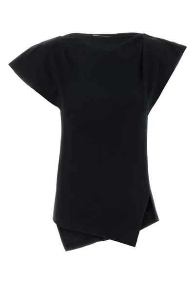 Isabel Marant Asymmetrical Hem Short-sleeved Top With Flared Sleeves In Black