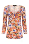 Isabel Marant Sweetheart Neck Floral Printed Velvet Top In Floral