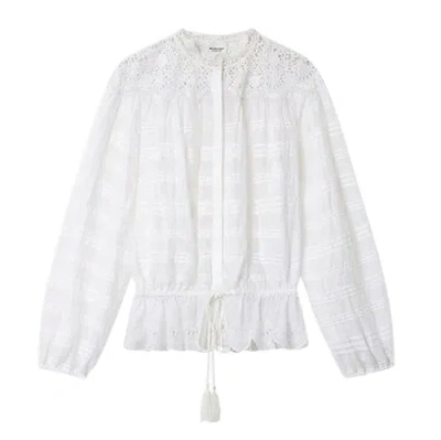Isabel Marant Etoile Polly Cotton And Floral Lace Blouse In White