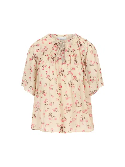 Isabel Marant Floral Tie Blouse In Neutral