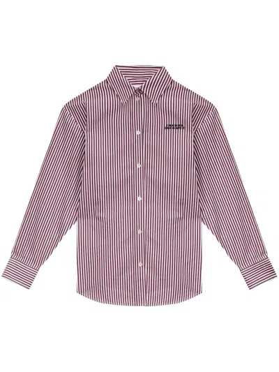 Isabel Marant Striped Cotton Shirt With Curved Hem In Purple