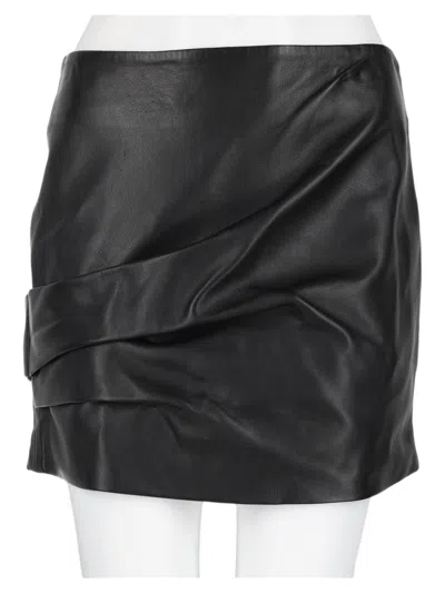Isabel Marant Short Fitted Lamb Leather Skirt With Draped Detailing In Black