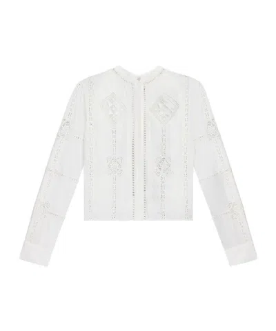 Isabel Marant Short Hollow Poplin Shirt In White