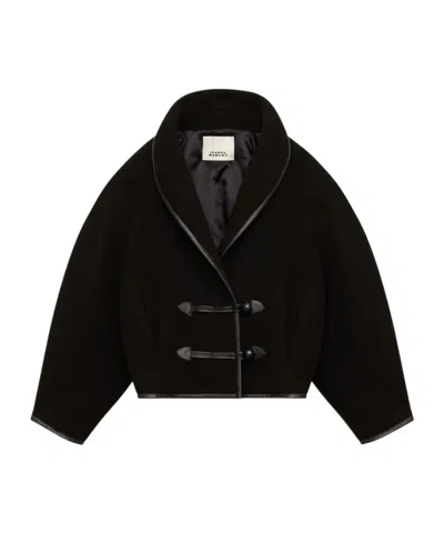 Isabel Marant Short Long-sleeved Wool Coat In Black