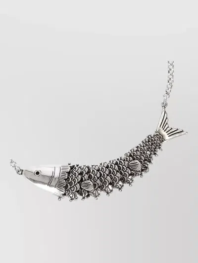 Isabel Marant Short Necklace Fish Design Chain Link In Metallic