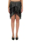 Isabel Marant Carmelia Studded Fringed Mini Skirt In Black