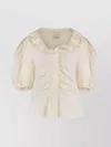 Isabel Marant Short Sleeve Cotton Blend Shirt With Puff Sleeves