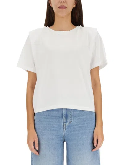Isabel Marant Short-sleeve Cotton T-shirt With Straight Rim Design In White