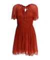 Isabel Marant Randalia Embellished Cutout Printed Silk-crepon Mini Dress In Orange