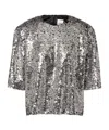 Isabel Marant Padded Shoulder Strap Sequin Top In Silver