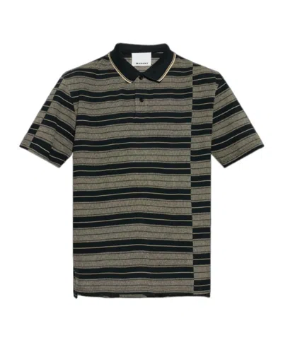 Isabel Marant Safko Striped-pattern Polo Shirt In Black