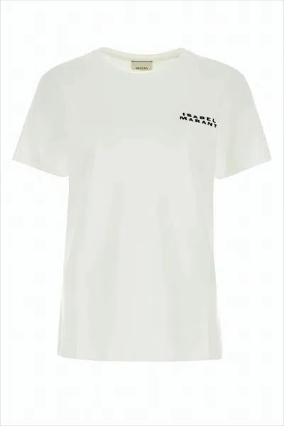 Isabel Marant Short-sleeved Relaxed White T-shirt With Subtle Logo