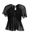 Isabel Marant Sheer Top Featuring Button Detail And Ruffled Hem In Black