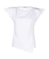 Isabel Marant Padded Boat Neck T-shirt With Asymmetric Hem In White