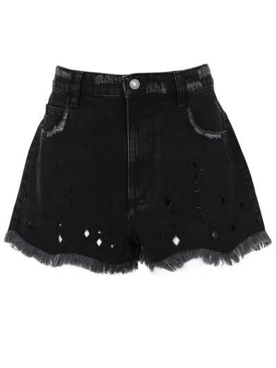 Isabel Marant Aecia Cut-out Denim Shorts In Black