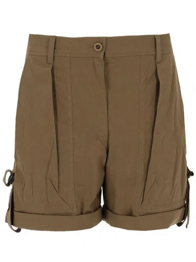 Isabel Marant Boniza Tailored Pleated Cotton Shorts In Brown