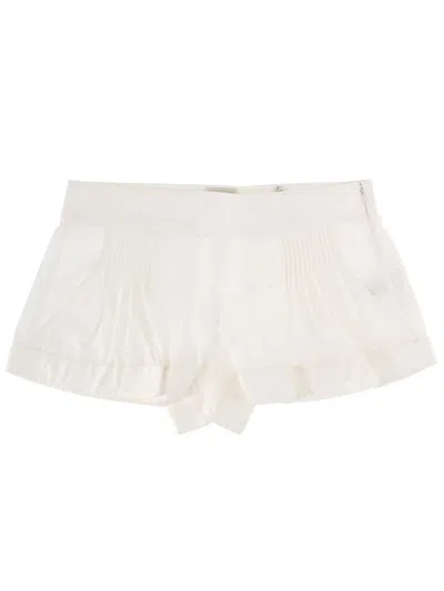 Isabel Marant Cybila Pintucked Cotton Shorts In Neutral