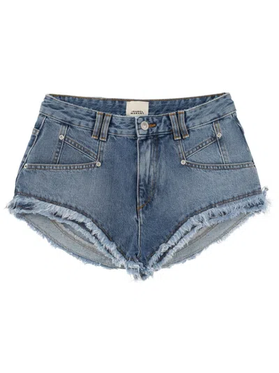 Isabel Marant Lesia Denim Mini Shorts In Blue