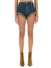 Isabel Marant Anieda Fringed Denim Shorts In Blue