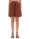 Isabel Marant 'ingrid' Knee-length Pleated Shorts Pockets In Brown
